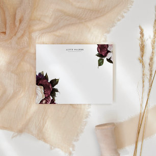 Midnight Garden Blush Floral Stationery Note Card