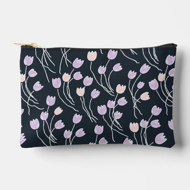 Midnight Garden Dark Floral Accessory Pouch (Front)