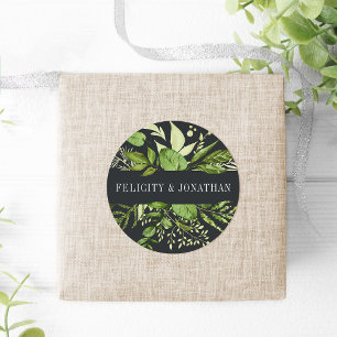 Midnight Garden Green Botanical Wedding Classic Round Sticker