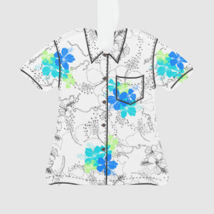 Midnight Garden Hawaiian Hibiscus Aloha Shirt Ornament