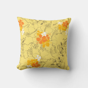 Midnight Garden Hawaiian Hibiscus Floral Cushion
