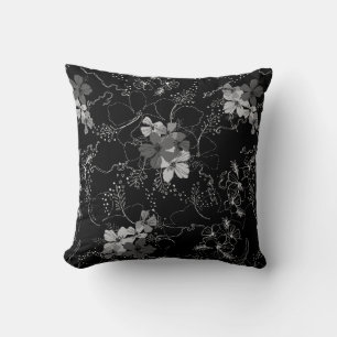 Midnight Garden Hawaiian Hibiscus Floral Cushion