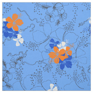 Midnight Garden Hawaiian Hibiscus Floral Fabric