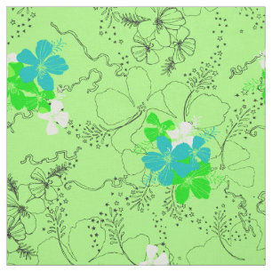 Midnight Garden Hawaiian Hibiscus Floral Fabric