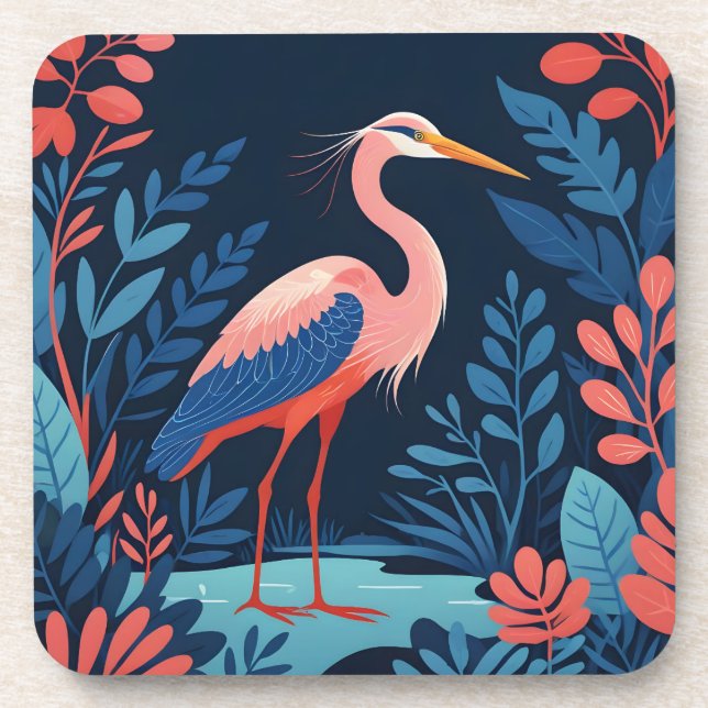 midnight garden heron coaster (Front)
