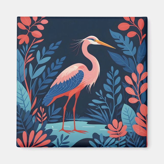midnight garden heron magnet (Front)