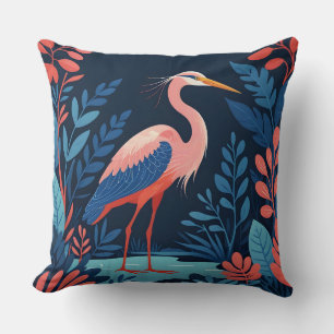 midnight garden heron pillow