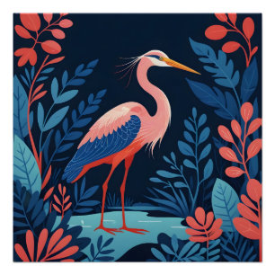 midnight garden heron poster