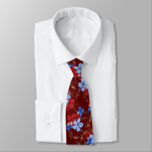 Midnight Garden Hibiscus Floral Tie