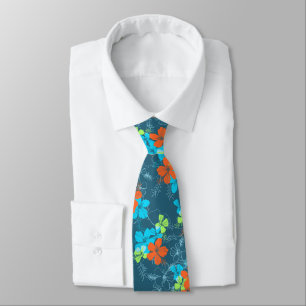 Midnight Garden Hibiscus Floral Two-sided Printed Tie