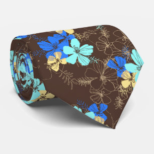 Midnight Garden Hibiscus Floral Two-sided Printed Tie