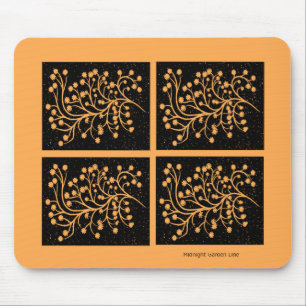 Midnight Garden Line Golden Amber Mouse Pad