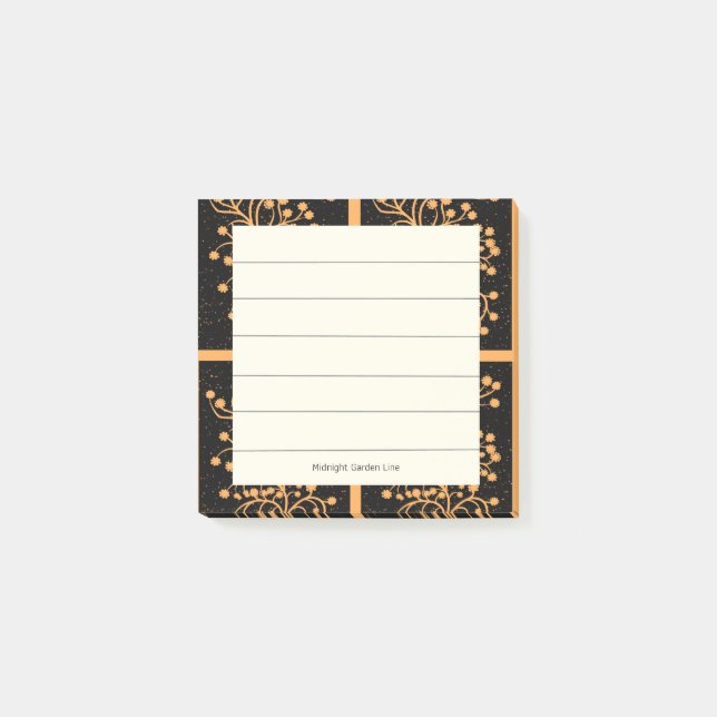 Midnight Garden Line Golden Amber Post-it Notes (Front)