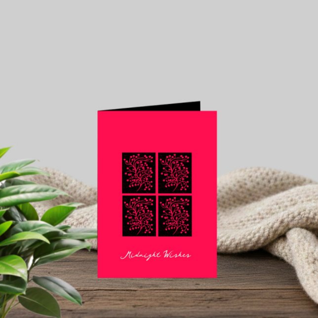 Midnight Garden Line Raspberry Bloom Birthday Card (Creator Uploaded)