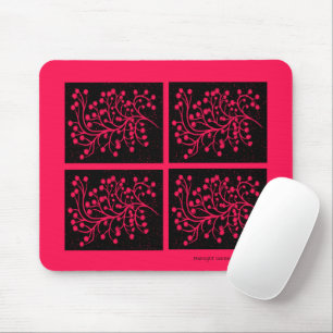 Midnight Garden Line Raspberry Bloom Mouse Pad