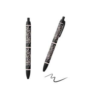Midnight Garden Line Soft Pink Black Ink Pen