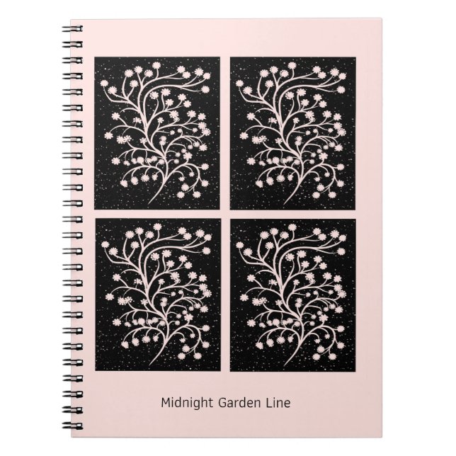 Midnight Garden Line Soft Pink Notebook (Front)