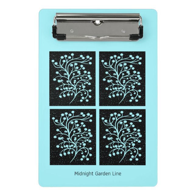 Midnight Garden Line Turquoise Mist Mini Clipboard (Front)