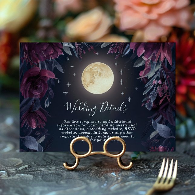 Midnight Garden Moon Wedding Details Enclosure Card (Creator Uploaded)
