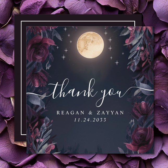 Midnight Garden Moon Wedding Thank You Card (Creator Uploaded)