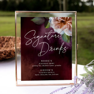 Midnight Garden Signature Drink Menu Wedding Sign