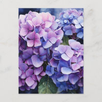 Midnight Garden Violet Hydrangea Watercolor