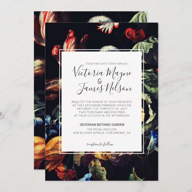 Midnight Garden Wedding Invitation (Front/Back)