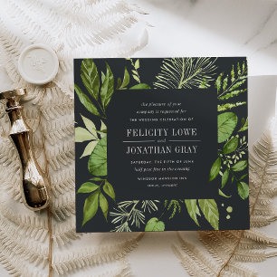 Midnight Garden Wedding Invitation   Square