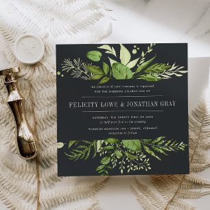 Midnight Garden Wedding Invitation Square