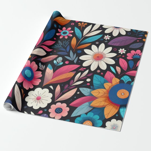 Midnight Garden Wrapping Paper (Unrolled)
