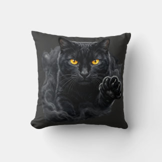 Midnight Gaze Black Cat Pillow