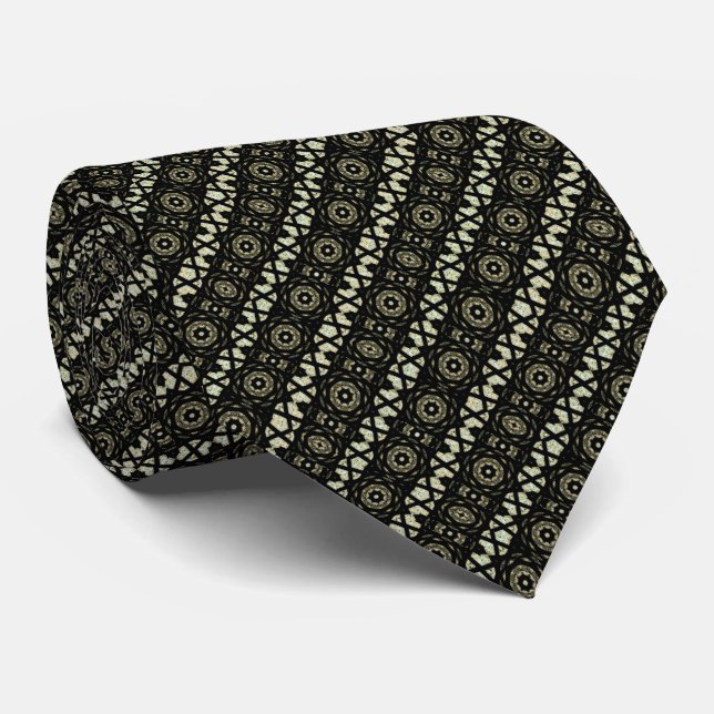 Midnight Geometry – Abstract Pattern Tie (Rolled)