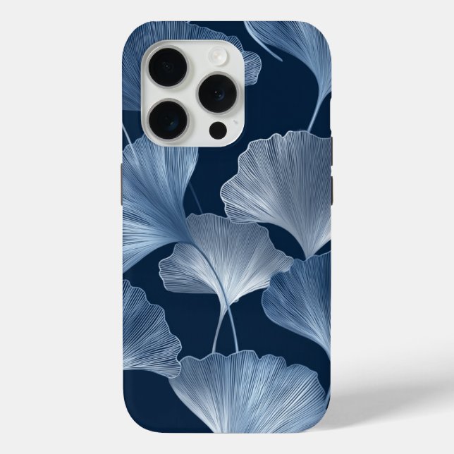 Midnight Ginkgo – Elegant White Botanical Pattern  Case-Mate iPhone Case (Back)
