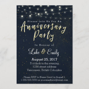 Midnight Glamour Anniversary Party Invitation
