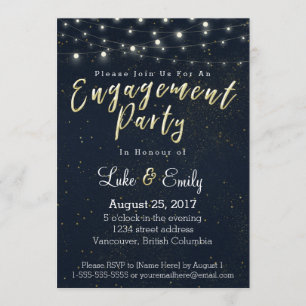 Midnight Glamour Engagement Party Invitation