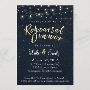 Midnight Glamour Rehearsal Dinner Invitation