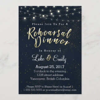 Midnight Glamour Rehearsal Dinner Invitation