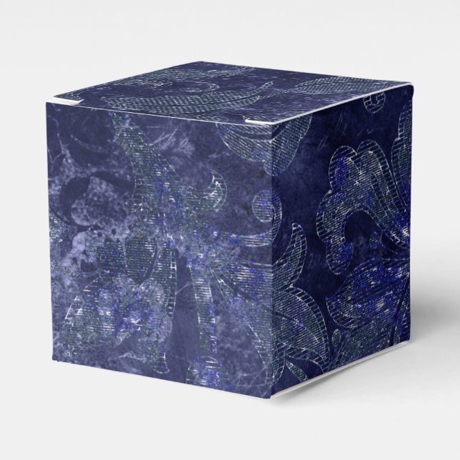 Midnight Glimmer Vintage Damask Favour Box (Front Side)