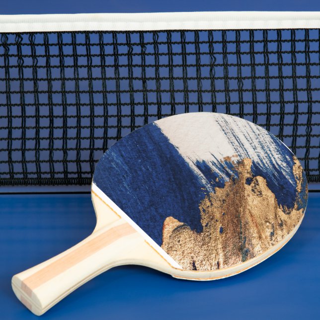 Midnight Gold: Abstract Elegance Ping Pong Paddle (Insitu)