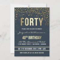 Midnight | Gold Confetti 40th Birthday Party