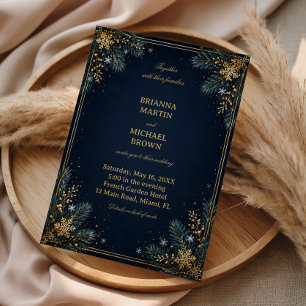Midnight Gold Evergreen Winter Splendour Invitation