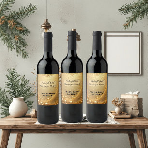 Midnight Gold Faux Champagne Dream Bubbly New Year Wine Label