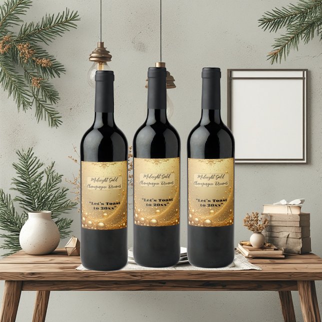 Midnight Gold Faux Champagne Dream Bubbly New Year Wine Label (Midnight Gold Faux Champagne Dream Bubbly New Year Wine Label)