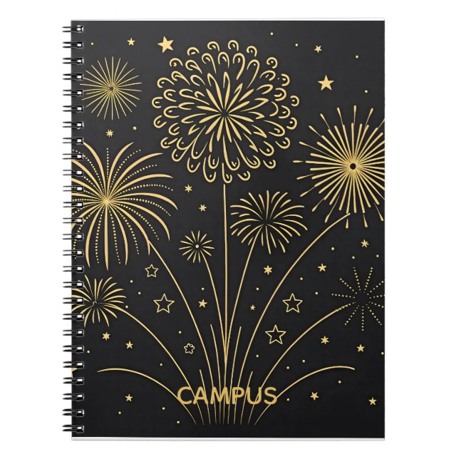 Midnight Gold Fireworks Premium Notes Notebook (Front)