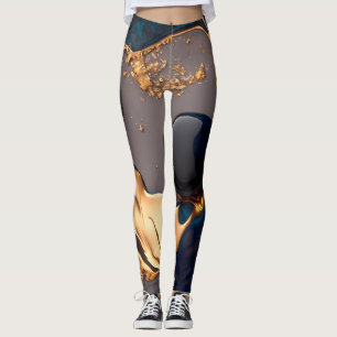 Midnight Gold Liquid Marble Leggings