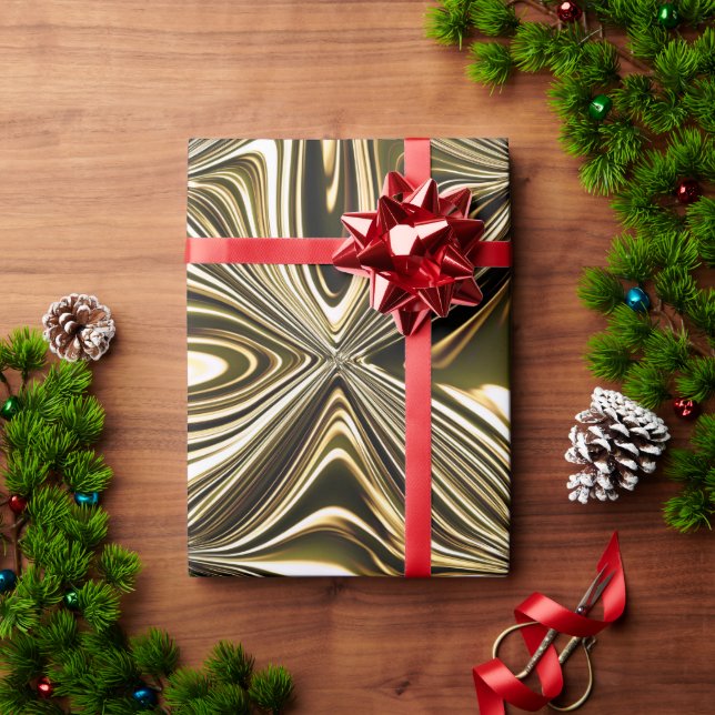 Midnight Gold Marble Geometric Pattern Wrapping Paper (Holiday Gift)