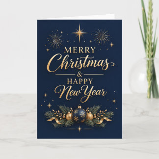 Midnight Gold Merry Christmas and Happy New Year Card