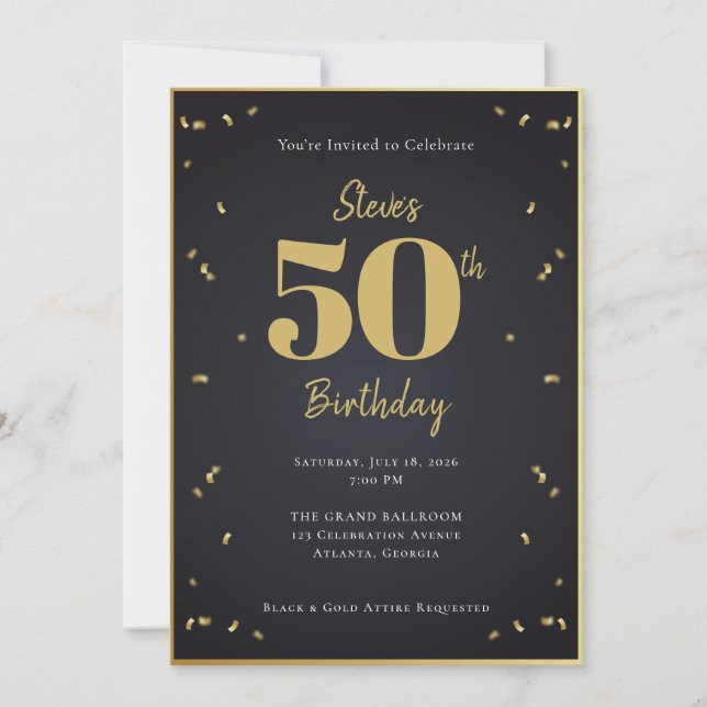 Midnight Gold Milestone Invitation (Front)