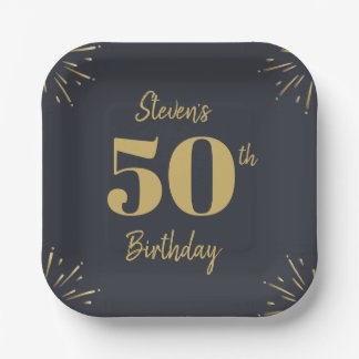 Midnight Gold Milestone Paper Plates