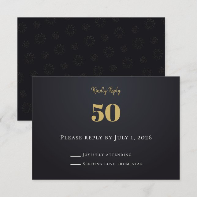 Midnight Gold Milestone RSVP Cards (Front/Back)